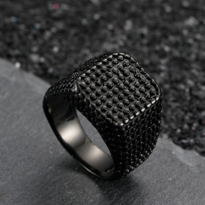 Nhẫn Nam Mặt Vuông Titan Ko Đen TT 1378