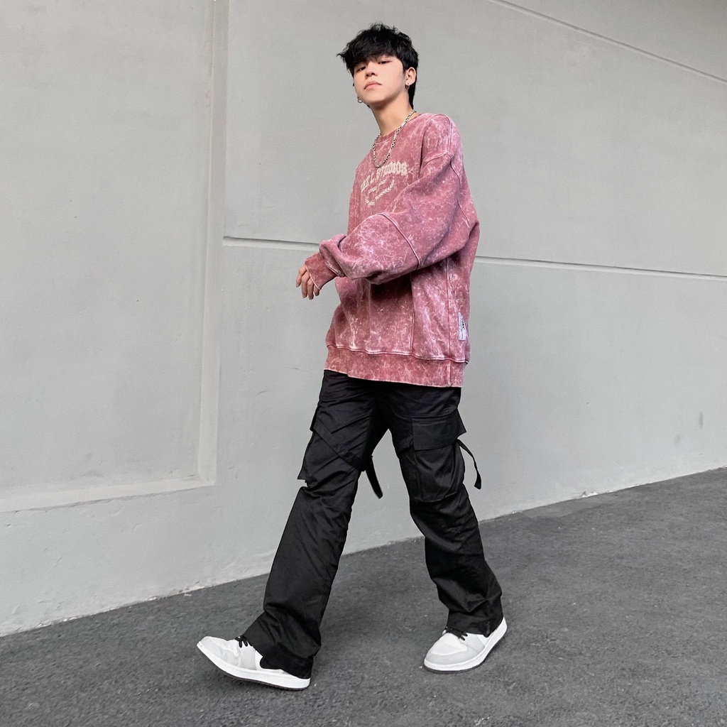 THELSTUDIOS Áo Sweater Nỉ Wash thêu logo Apparel