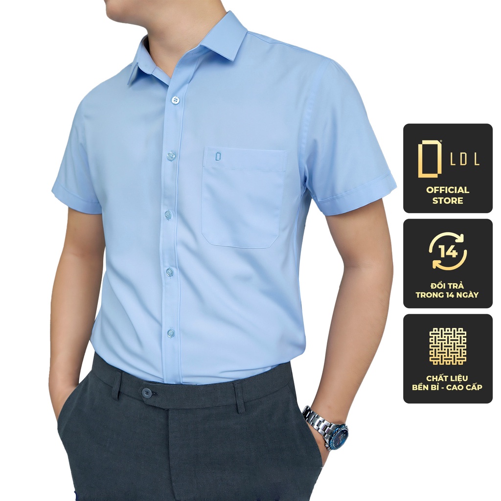 Áo Sơ Mi Nam Cộc Tay Trơn -Công Sở Kiểu Hàn Quốc Chất Liệu Bamboo Sợi Tre, Thâm Hút Mồ Hôi , Hạn Chế Nhăn Nhàu LDL