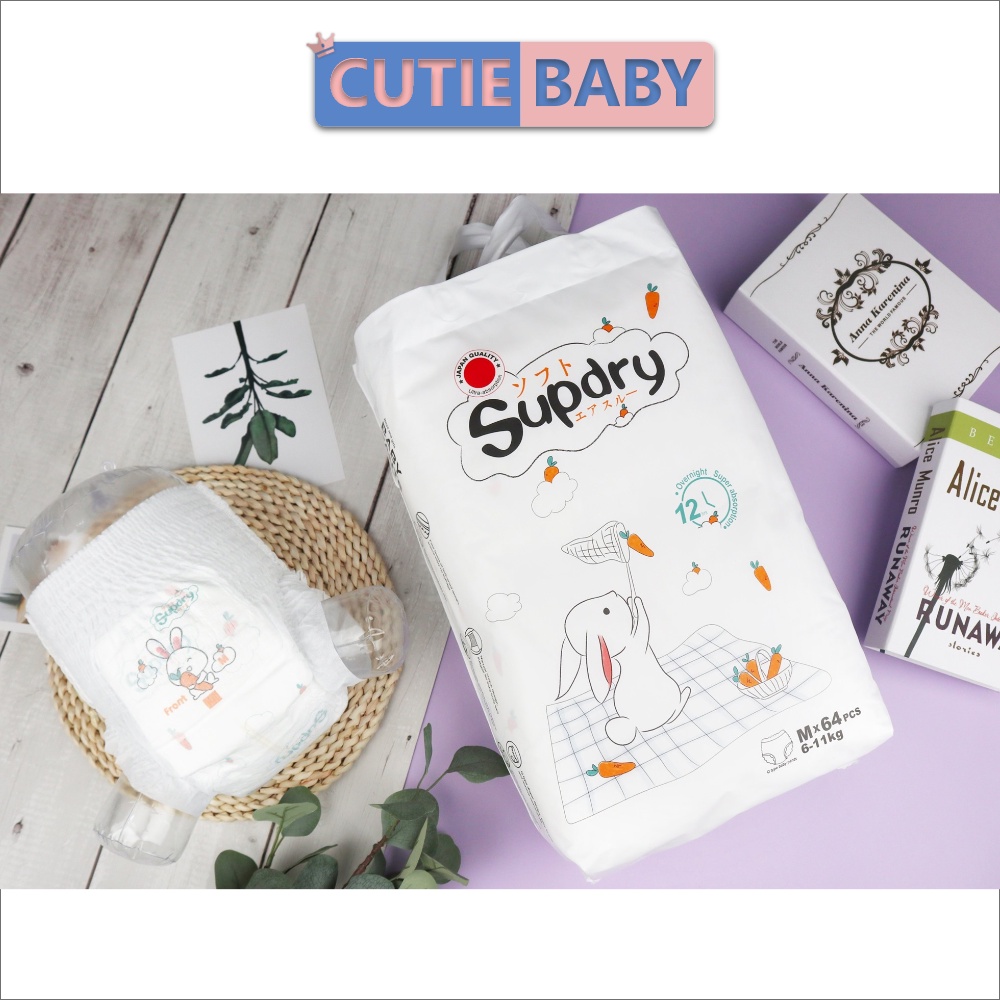 Bỉm Tã SUPDRY nội địa Trung quần/dán đủ size S72/M66/L60/M64/L58/XL52/XXL50/XXXL46 cho bé, trẻ sơ sinh - Cutiebaby