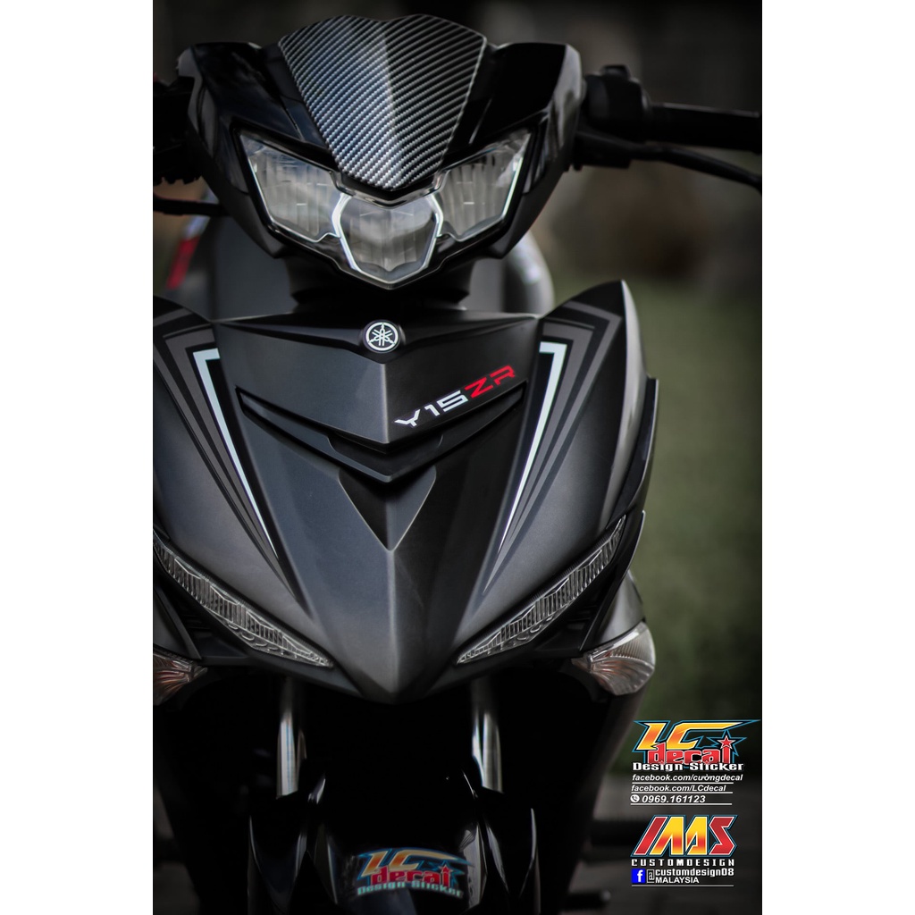 TEM RỜI cho Exciter 150 đen nhám - mẫu Y15ZR xám trắng đỏ đơn giản - không bay màu