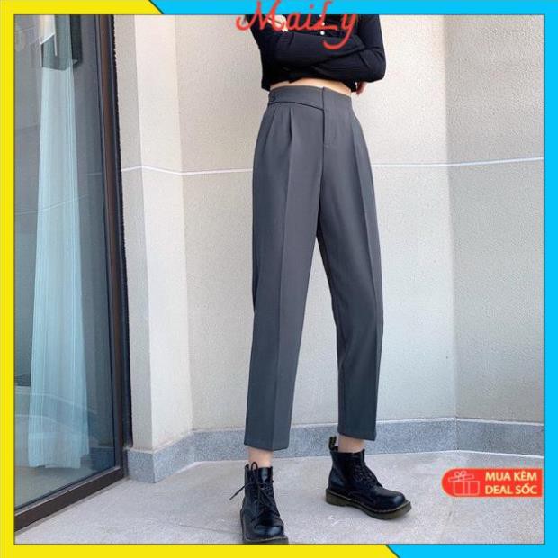 Quần Baggy nữ cạp cao vạt chéo - Quần baggy thiết kế phong cách cổ điển Basic Thời Thượng | BigBuy360 - bigbuy360.vn