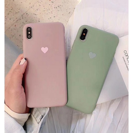 Ốp điện thoại silicon màu trơn họa tiết trái tim nhỏ xinh xắn cho iPhone 6 6s plus 7 8 plus X XS XR | BigBuy360 - bigbuy360.vn