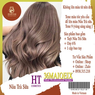 Thuốc Nhuộm Tóc 36Maiqeix Nano Collagen ( Màu Nâu Trà Sữa  + Oxy 6% + 1 cặp bao tay )
