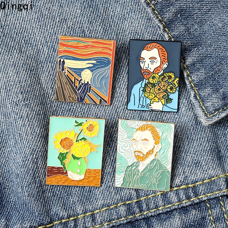 Ghim cài áo Miss Zoe hình tranh sơn dầu Van Gogh