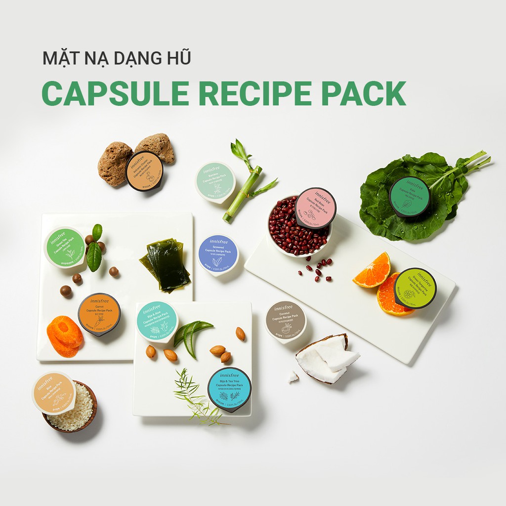 [Mã COSIF05 giảm 10% đơn 400K] Mặt nạ rửa dạng hủ từ đá núi lửa innisfree Capsule Recipe Pack Volcanic Cluster 10ml