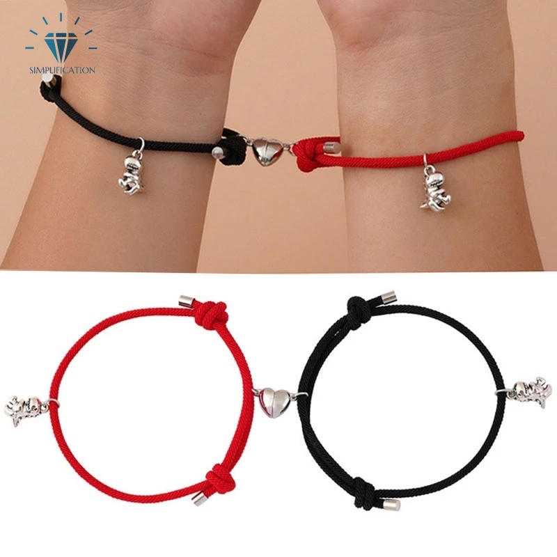 Set 2 vòng tay kim loại mặt hình khủng long nhiều màu sắc có khóa nam châm