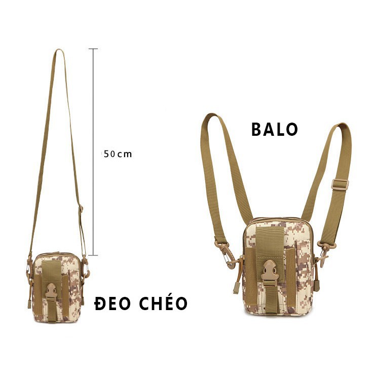 Túi Đeo Chéo Nam KOLANO Túi Đeo Hông EDC Có Móc Cài Thắt Lưng Chống Nước Nhiều Ngăn FB-001204