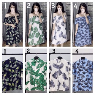 Set váy đi biển trễ vai bánh bèo kiểu mới