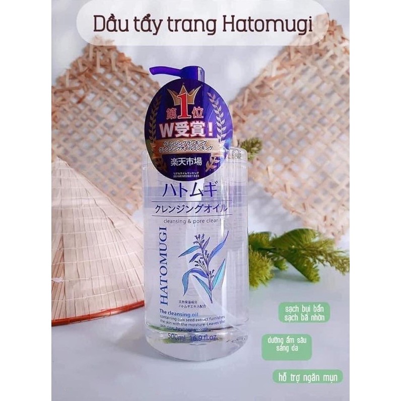Dầu Tẩy Trang Dưỡng Ẩm Chiết Xuất Từ Hạt Ý Dĩ Hatomugi Cleansing Oil 500ml |HÀNG NỘI ĐỊA NHẬT
