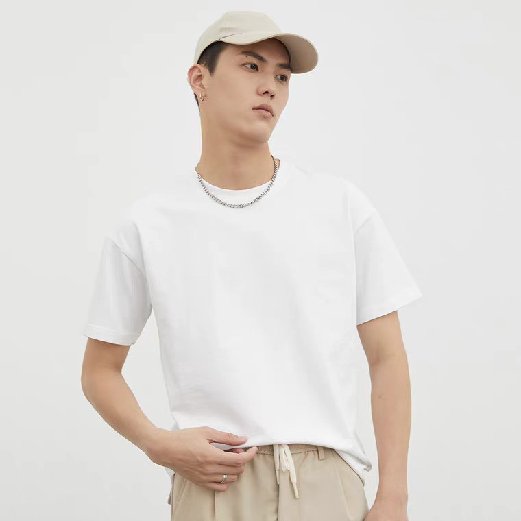 Áo thun trơn ngắn tay không cổ DOGINO Nam Nữ. Áo phông nam nữ unisex cổ tròn tay ngắn | BigBuy360 - bigbuy360.vn