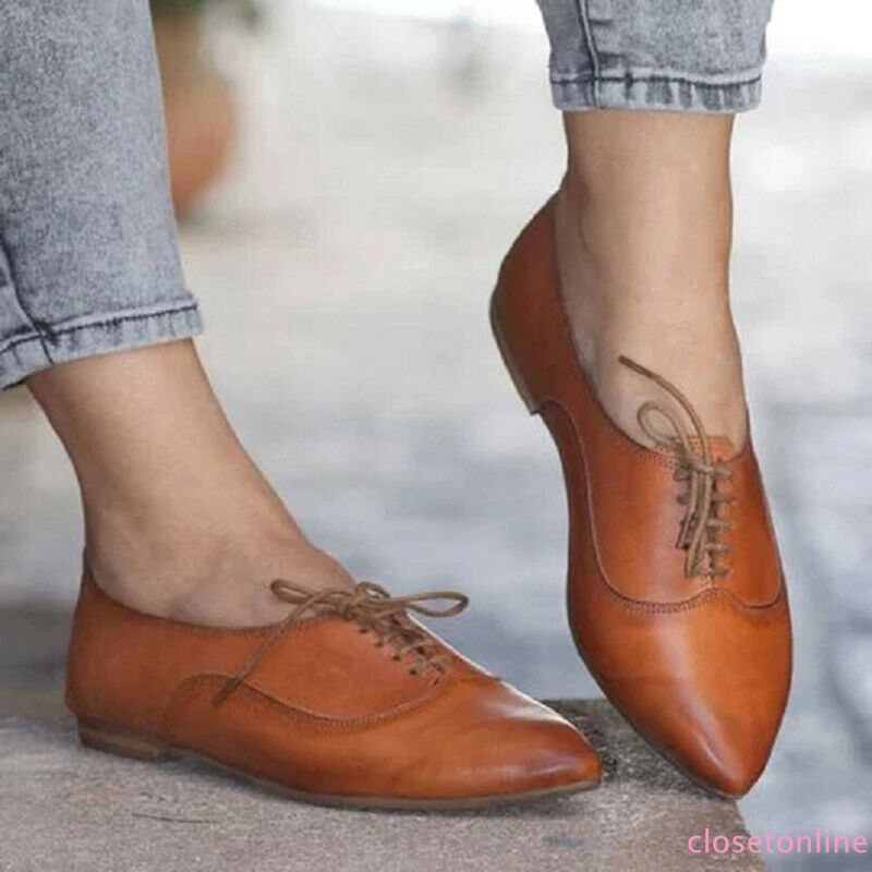 Giày nữ mũi nhọn thắt dây phong cách vintage xinh xắn | BigBuy360 - bigbuy360.vn