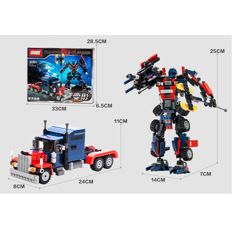 Đồ Chơi Lắp Ráp Transformers GUDI 8713 - Robot Biến Hình - Lắp Ghép Robot Optimus Prime!!