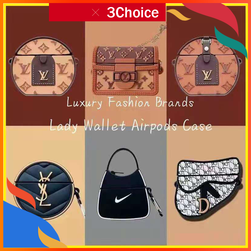 Vỏ bảo vệ bao đựng tai nghe airpods 2 1 airpod pro LV Gucci Ysl Dior Wallet Case Cover