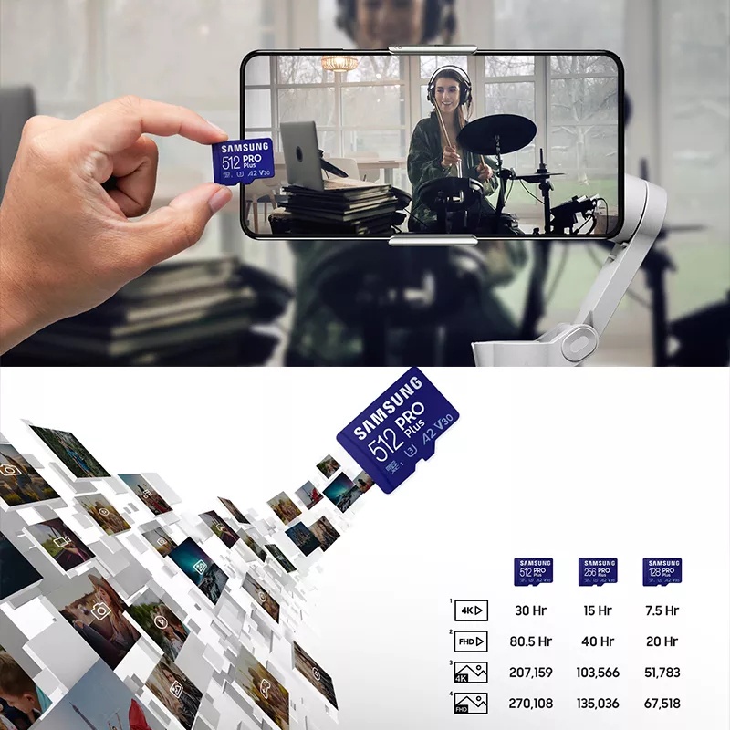 Thẻ nhớ micro sd 1024gb 512gb 256gb 32gb 128gb 64gb 16gb 160mb u3 tf samsung pro kèm phụ kiện