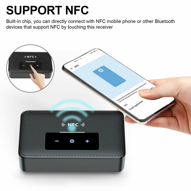 Bluetooth 5.0 Transmitter Receiver Wireless 3.5mm AUX NFC to 2 RCA Audio Adapter for Car TV Tereo System