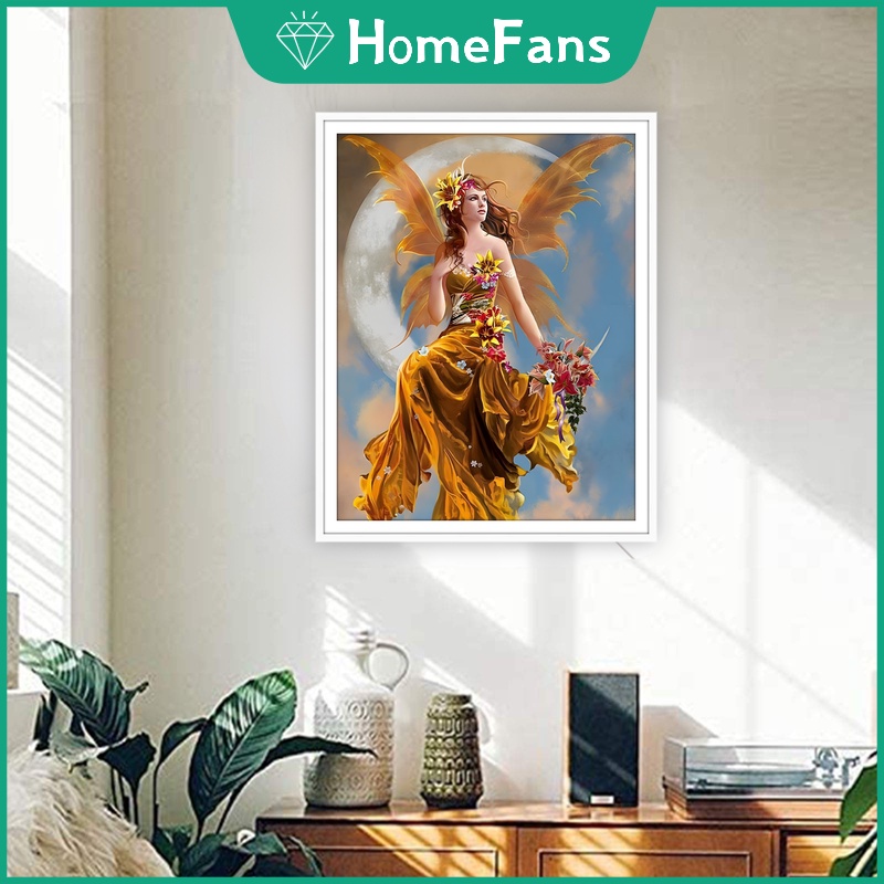 Bộ Tranh Đính Đá 5D Tự Làm Hình Thiên Thần 40x50cm/50x70cm Trang Trí Nhà Cửa