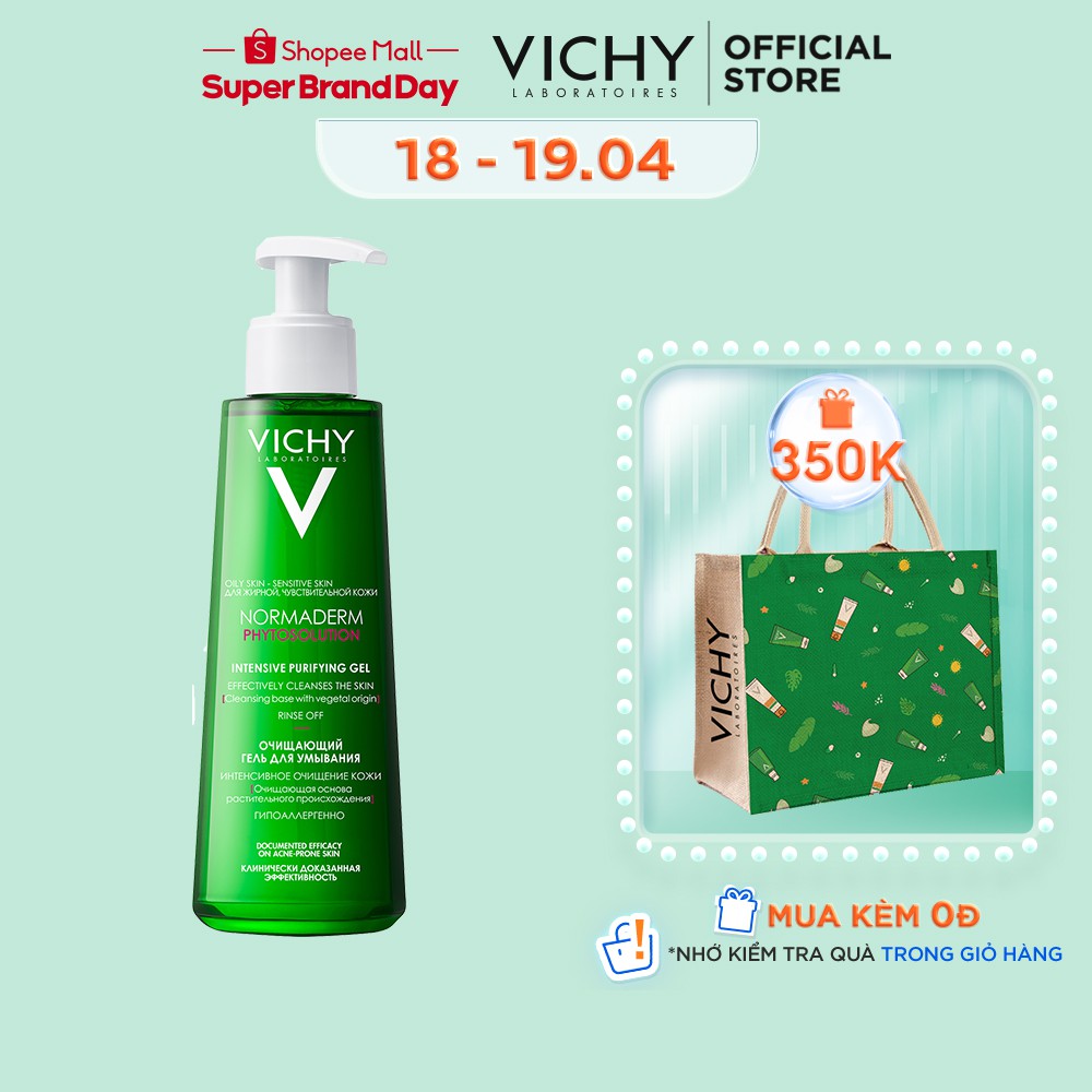 [Mã FMCGMALL -8% đơn 250K] Sữa rửa mặt dạng gel làm sạch sâu giảm bã nhờn Vichy Normaderm Phytosolution 200ml