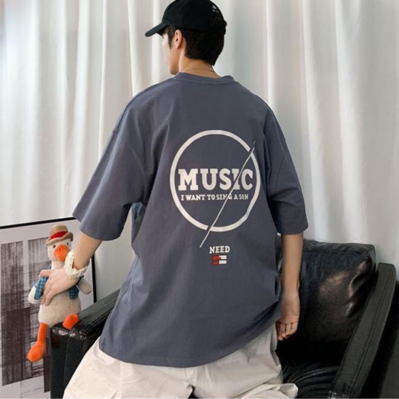 Áo thun nam nữ unisex tay lỡ phông form rộng teen cổ tròn oversize cotton giá rẻ basic đen trắng tee pull MUSIC