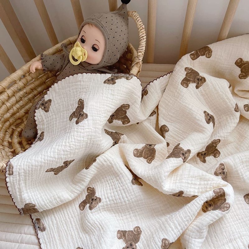 Chăn cotton in hình gấu đáng yêu thoải mái dành cho bé sơ sinh