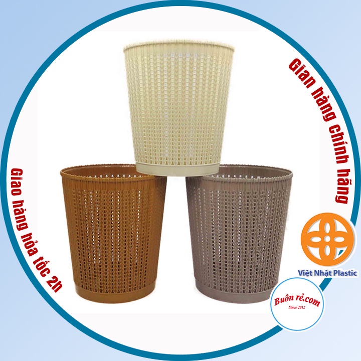 Sọt nhựa đan mây đựng đồ đa năng hàng Việt Nhật, thùng rác văn phòng kiểu dáng hiện đại màu sắc nhã nhặn 5155 -br 01176