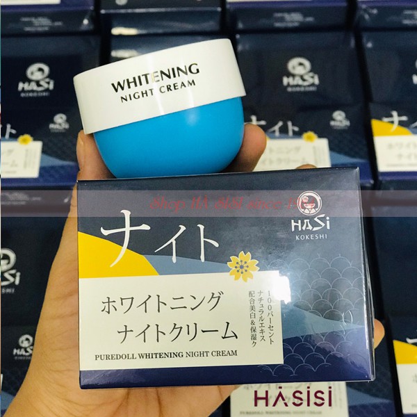 Kem Dưỡng Trắng Da Ban Đêm Chiết Xuất Collagen &amp; Hoa Nhung Tuyết HASI KOKESHI PUREDOLL WHITENING NIGHT CREAM 30g