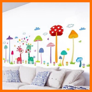 Decal dán tường hươu nhỏ và cây nấm