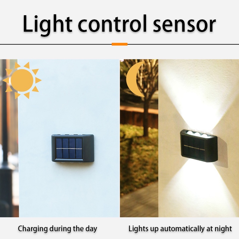 Đèn Led 6 Bóng Năng Lượng Mặt Trời Chống Thấm Nước Gắn Cầu Thang Ngoài Trời