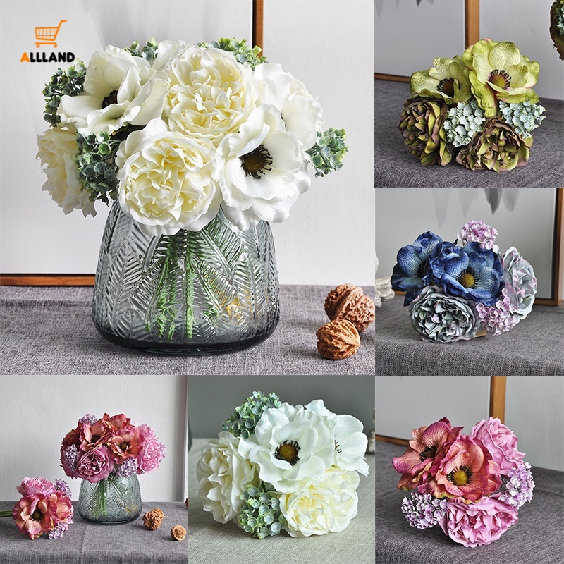 Bó Hoa Mẫu Đơn Giả Bằng Lụa Chất Lượng Cao Dùng Trang Trí Nhà Cửa