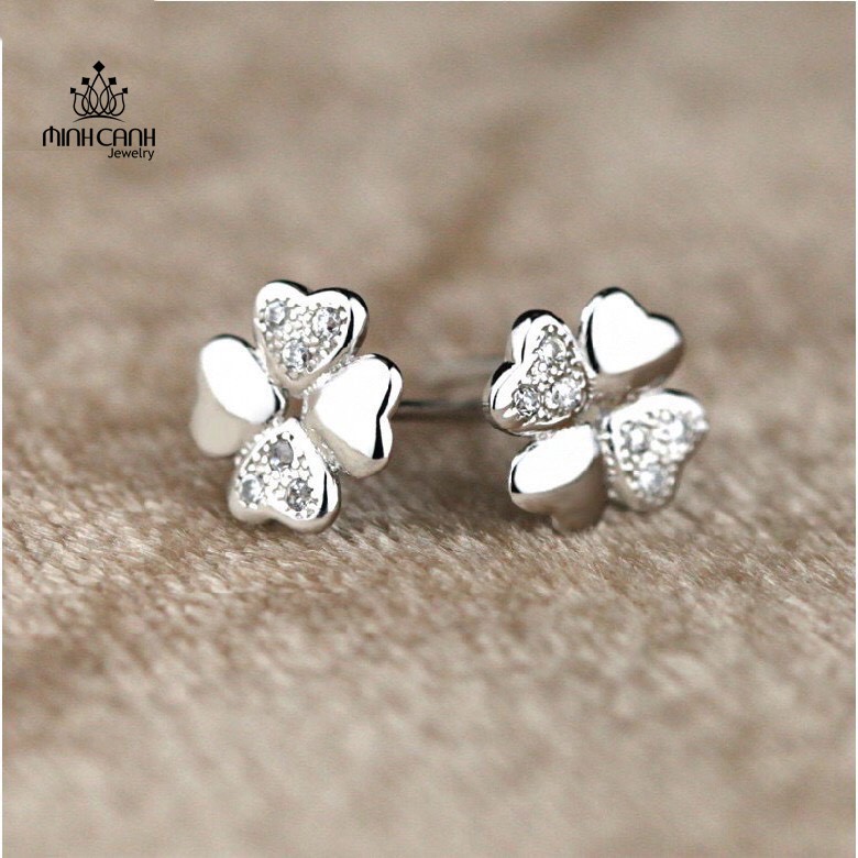 Bông Tai Bạc Hoa 4 Cánh Dạng Chốt - Minh Canh Jewelry
