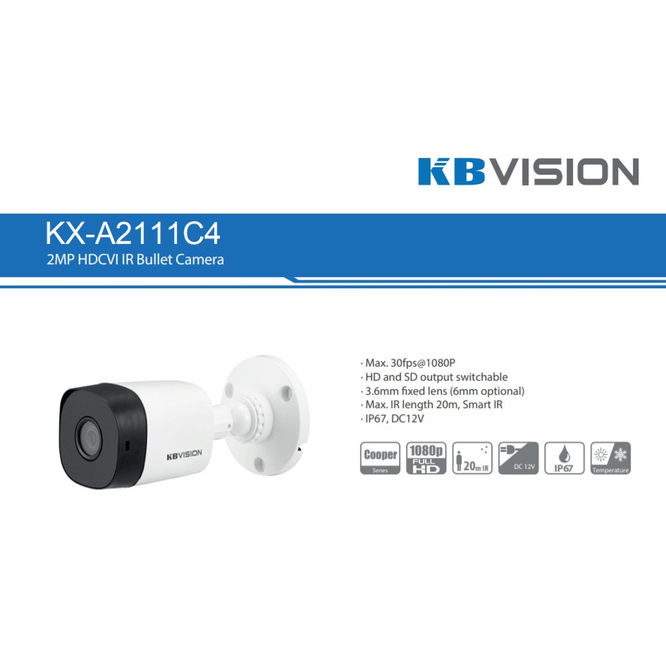 Camera KBVISION Nhập Khẩu Mỹ Hỗ Trợ Cân Bằng ánh sáng, Chống Nhiễu, Kháng Nước