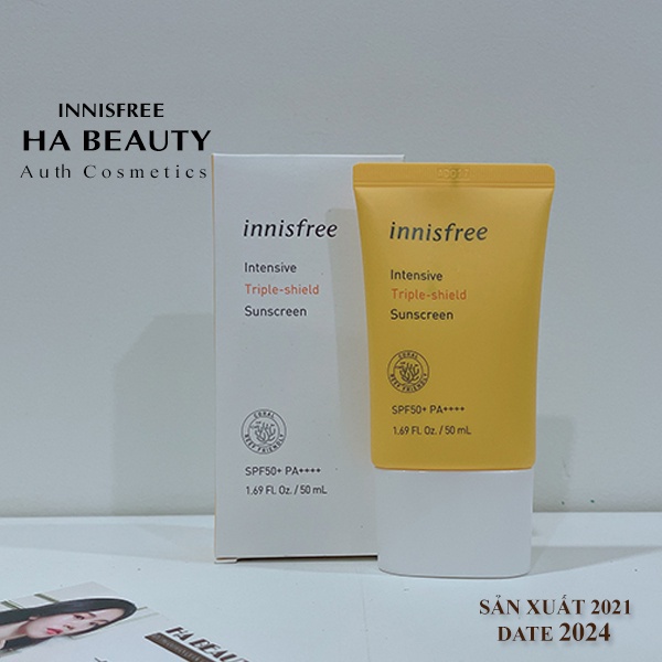 Kem chống nắng dưỡng da chống nước 3 tác dụng innisfree Intensive Triple-shield Sunscreen SPF50+ PA++++ 50ml