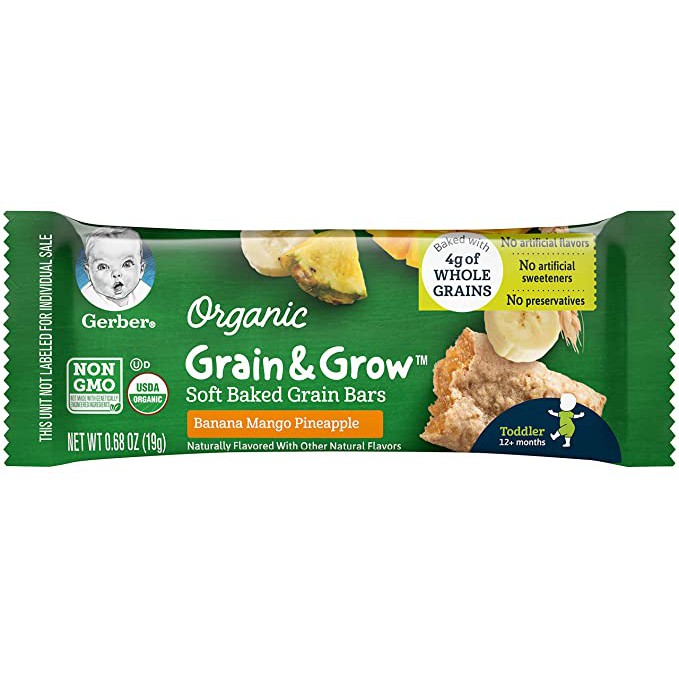 (Nhập US) Ngũ cốc dạng thanh mềm Gerber Organic có nhân Grain &amp; Grow (date 2022)