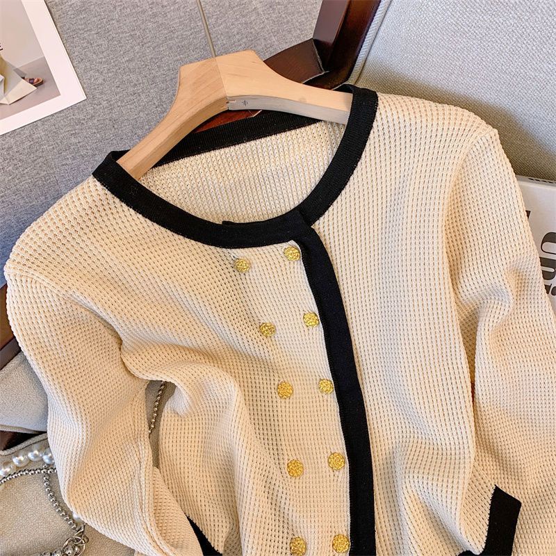 Áo Cardigan Dệt Kim Tay Dài Hai Hàng Nút Đơn Giản Phong Cách Mới Cho Nữ  tao bao