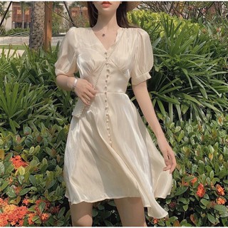 Váy lụa organza hai màu sẵn