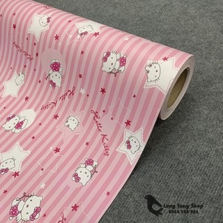 Decal hình hello kitty - Giấy dán tường có sẵn keo màu hello kitty
