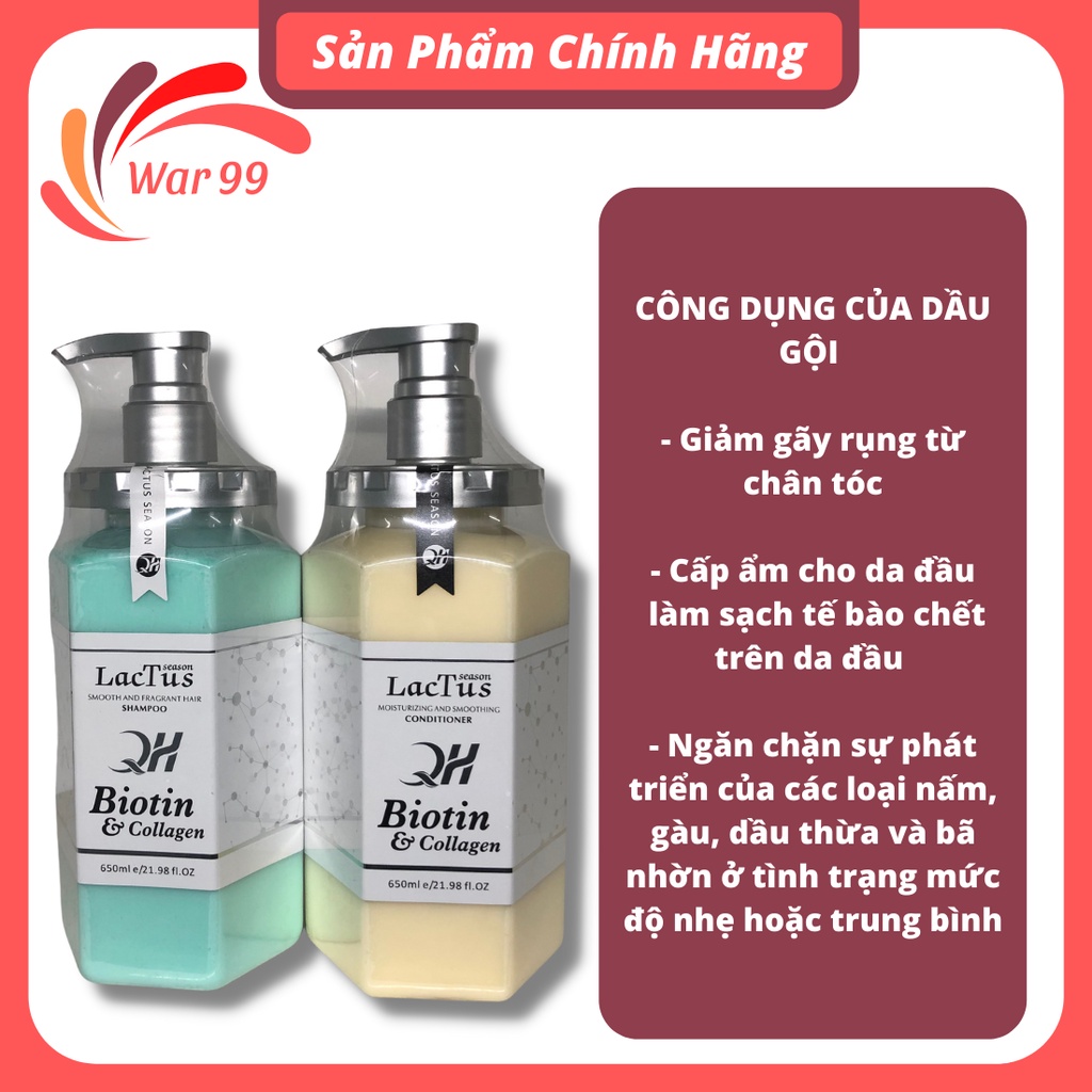 Dầu gội biotin lactus season ngăn gàu, giảm rụng tóc QH lactus season biotin collagen 650ml