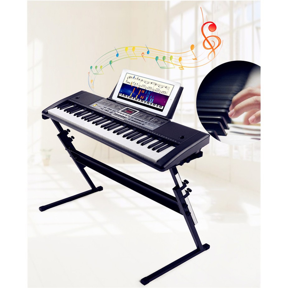 Đàn Piano Điện Tử Đàn Organ Electronic Keyboard 61 Cho Người Mới Tập Chơi Phím, Cho Bé Phím 2cm Kèm Giá Đỡ Nhạc Lý VT00