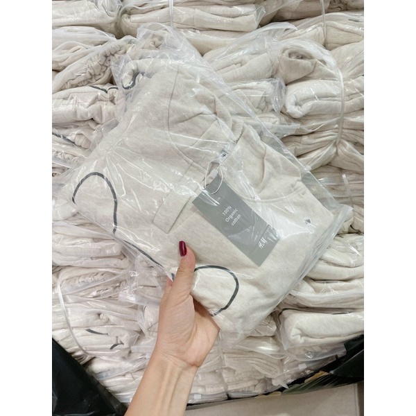 Bộ nỉ Hodie Bé trai mũ gấu màu be
