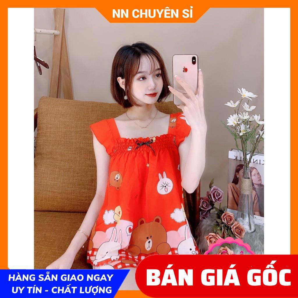 Đồ bộ nữ mặc nhà in hình dễ thương  Đồ bộ chất mềm mịn mát BKT kate đùi tổng hợp