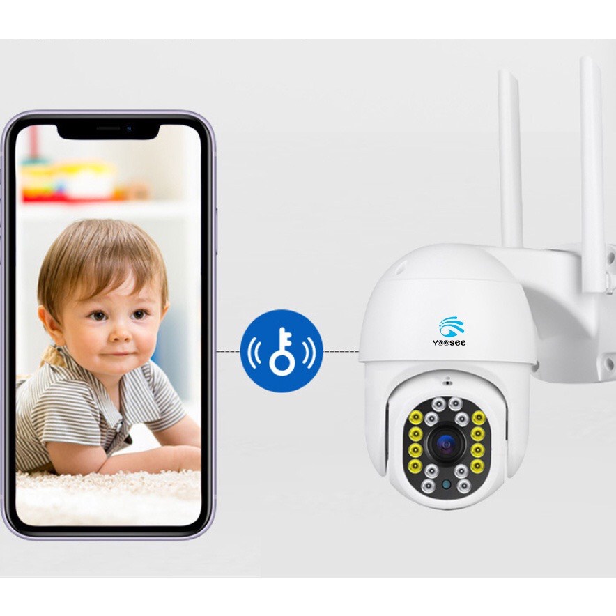 Camera wifi ngoài trời PTZ 2 ăng ten 16 đèn led Full HD 1080P siêu nét, góc rộng, xoay 360 độ, ban đêm có màu