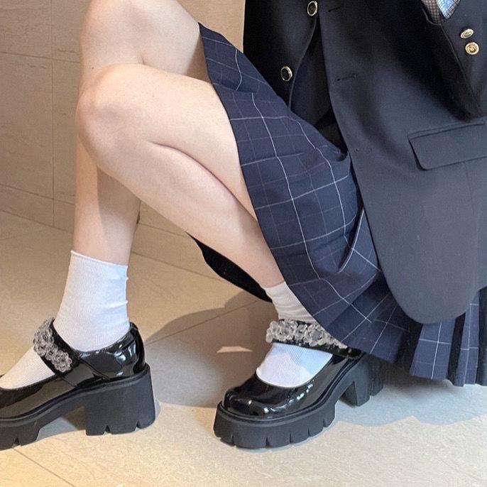 Giày Búp Bê Mary Jane Đế Dày Mềm Đính Đá Pha Lê Phong Cách Lolita Sành Điệu Dành Cho Nữ 2021