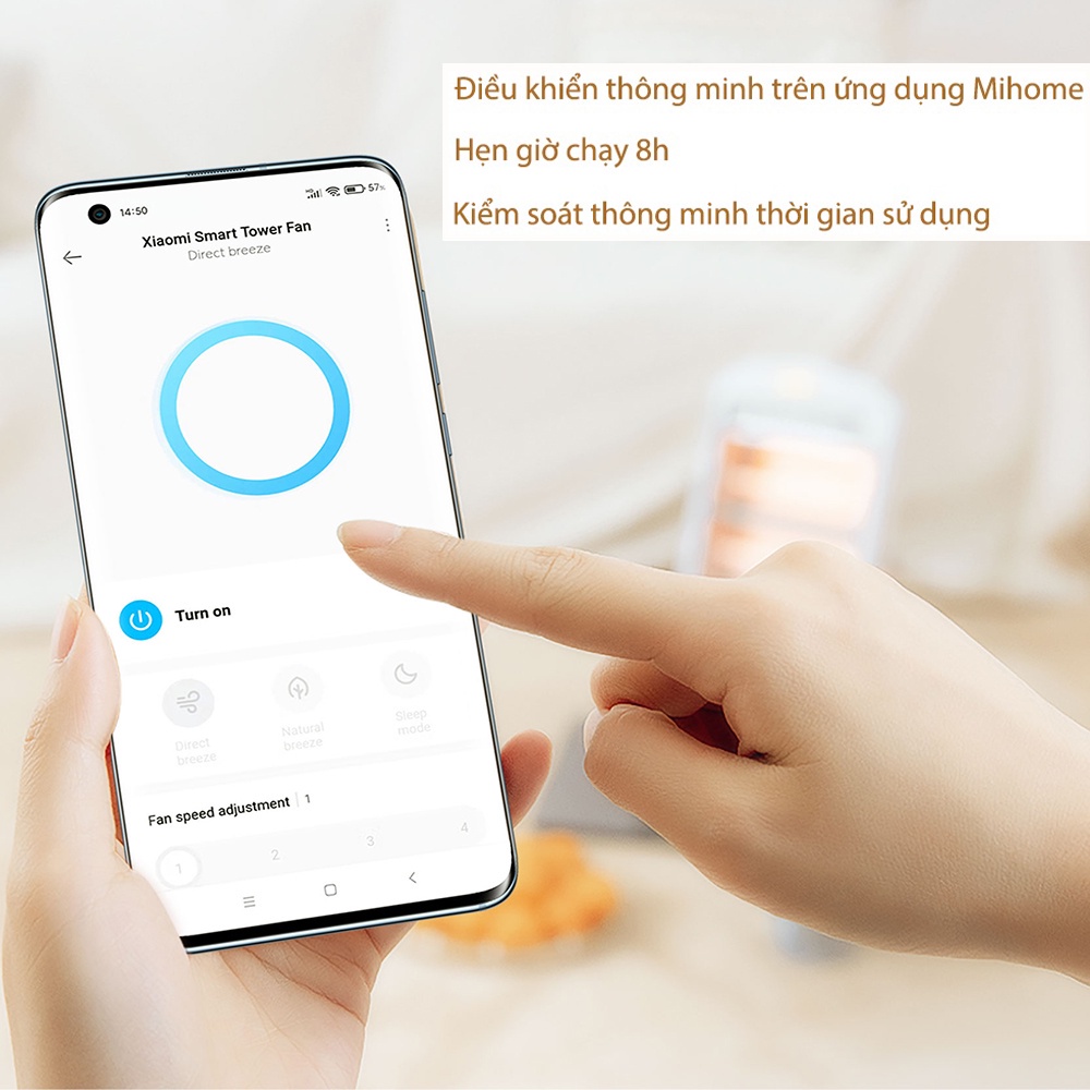 Quạt Tháp Thông Minh Xiaomi Gen 2 DC inverter BPTS02DM hỗ trợ góc siêu rộng lên đến 150 °