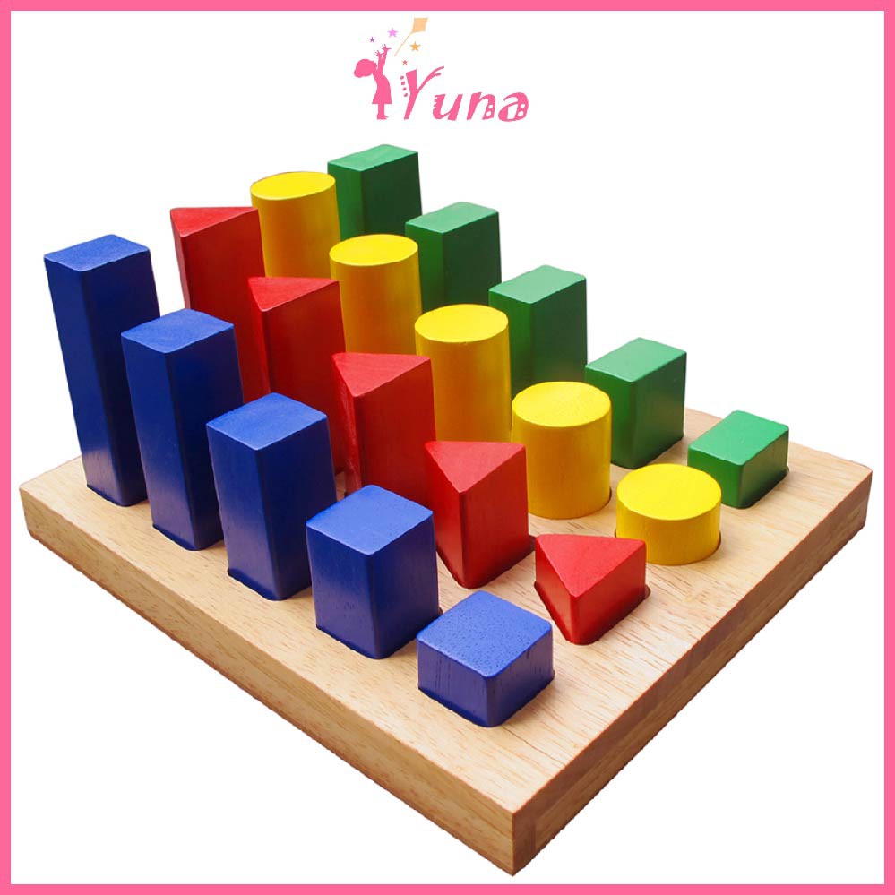Bộ hình học cao thấp - Đồ chơi gỗ thông minh Winwintoys cho bé