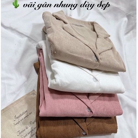 Áo Sơ mi Cổ vest croptop nhung gân thêu hình - PC