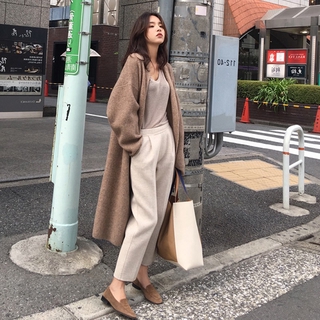 (Len dày Đẹp)Ảnh thật 5 hình cuối-2W34.Áo khoác len cardigan dệt kim dáng dài phong cách Hàn Quốc