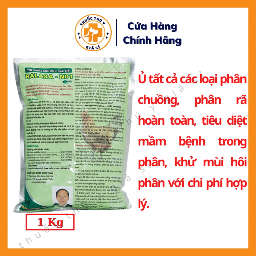 Chế Phẩm Sinh Học Balasa N01, Men Vi Sinh Ủ Phân, Lót Chuồng, Khử Mùi Hầm Biogas, Bể Phốt - Thú Y Giá Sỉ