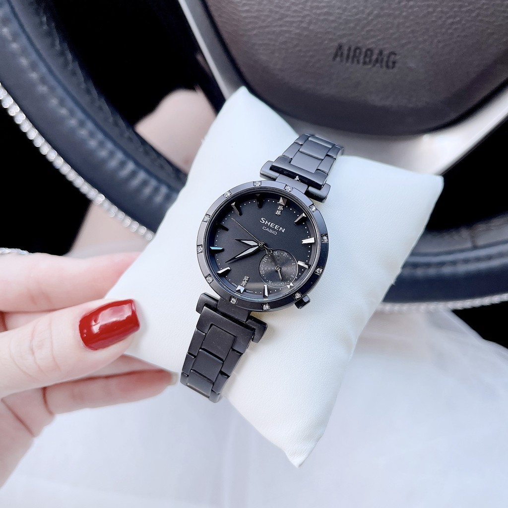 Đồng Hồ Nữ Dây Thép Không Ghỉ Chính Hãng Casio SHEEN SHE-4051BD-1A