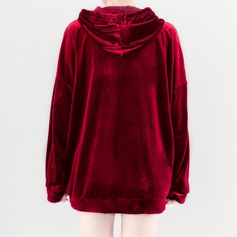 Áo hoodie nhung đỏ tingoan RACHEL VELVET HOODIE/DR | BigBuy360 - bigbuy360.vn