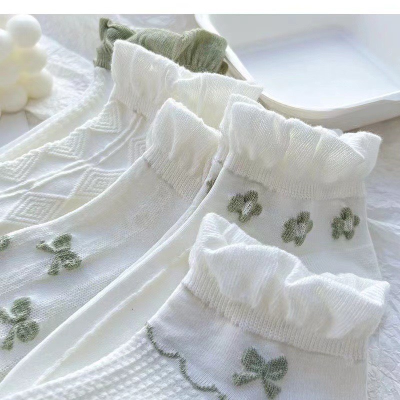 Tất nữ ngắn cổ vải cotton nhiều họa tiết xinh xắn dễ thương - T09